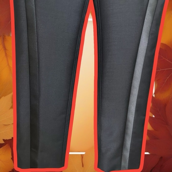 NWT Lanvin Paris Black Wool & Silk Tuxedo Side Striped Cropped Dress Trousers - Picture 11 of 16